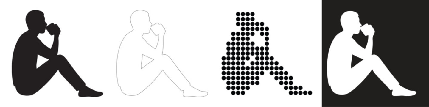 Silhouettes of pensive figures