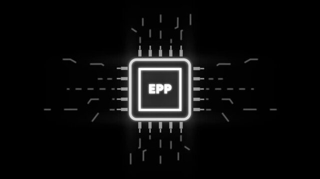Glowing E P Microchip Electronic Payment Processing Technology Concept finance