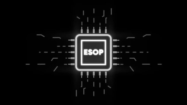 Employee Stock Ownership Plan E S O P Concept Glowing Neon Microchip Circuit Board Animation ESOP