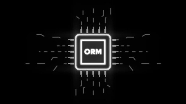 Glowing O R M Microchip Circuit Board with Neon Effect on Dark Background for Tech and Innovation Concepts
