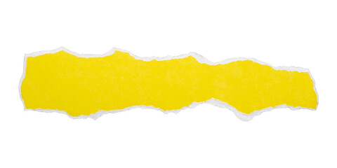 Obraz premium Torn yellow paper banner with rough edges, isolated on transparent background