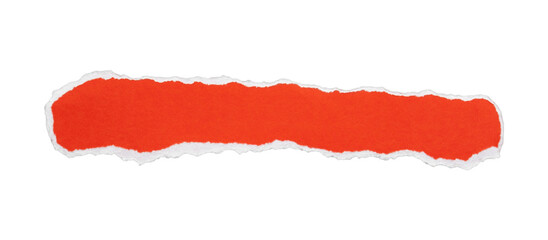 Orange torn paper banner strip with ripped edges, isolated on transparent background