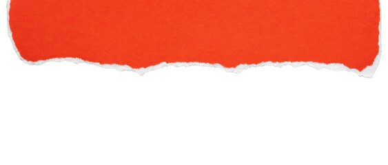 Wide orange torn paper banner with rough ripped border, isolated on transparent background