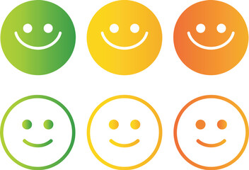 Fototapeta premium Three rows of colorful smiling face icons with varying hues ideal for design use on transparent background high-quality professional detailed
