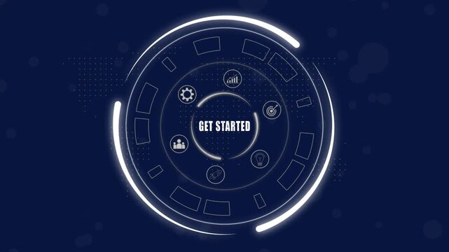 Business Startup Concept with Get Started Button and on Dark Blue Background entrepreneurship innovation