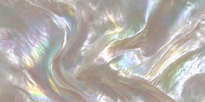 Iridescent Pearl Texture Background, Mother of Pearl Shell Surface Abstract Pattern with Pastel Rainbow Shine