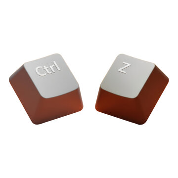 Brown keyboard keys with ctrl and z on transparent background