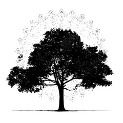 Fototapeta premium Silhouette of a tree with intricate background design creating a unique artistic effect and style