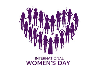 International Womens Day Heart Shape Silhouette Celebration.