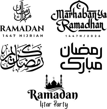 Islamic Ramadan 1447 Hijriah Greeting and Mosque Logo Collection