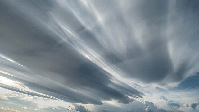 Dramatic sky with lenticular clouds creating a unique and captivating atmospheric phenomenon.