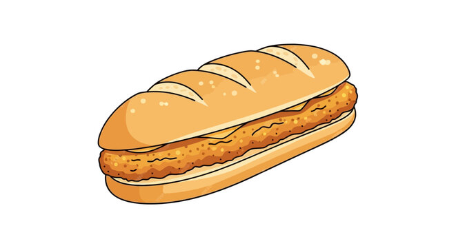 Delicious chicken sandwich on a crusty bread roll