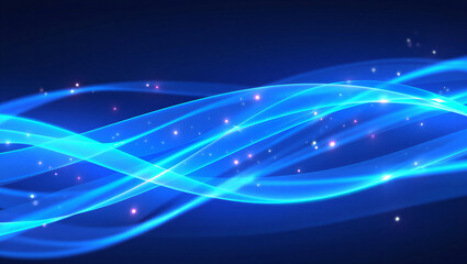 Obraz premium Intertwining bright blue light trails with sparkling particles