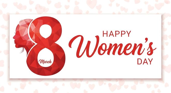 Happy women's day greeting card with eight