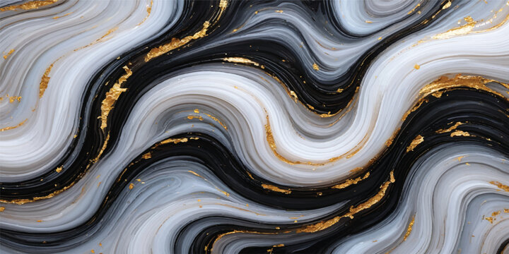 Abstract stone wall background texture with a wavy liquid flow design featuring gold and blue art patterns in a brown metal illustration wallpaper