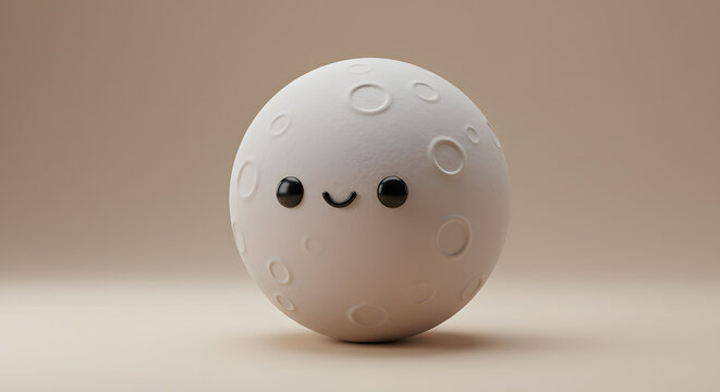 3d moon on white background