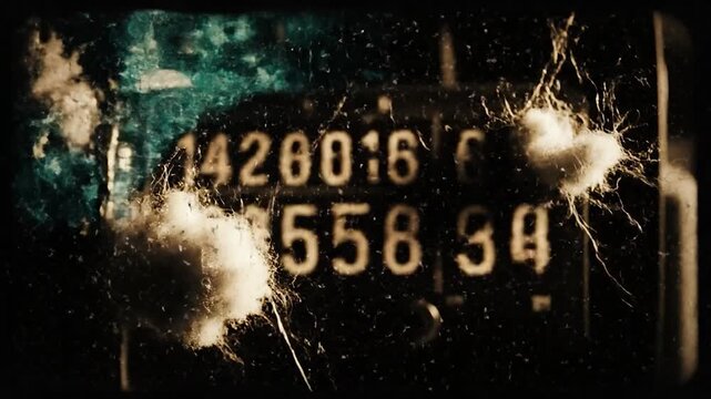 Old film reel with torn celluloid strip and light leak