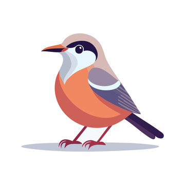 Vector illustration of a robin bird standing on ground viewed from side profile