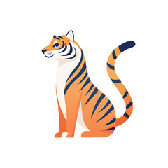 Vector illustration of a tiger sitting proudly with stripes, showcasing wildlife art