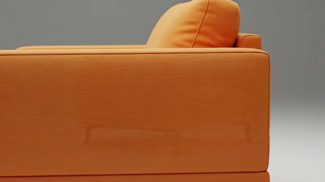 Comfortable orange armchair with soft cushion and black l legs, studio shot.