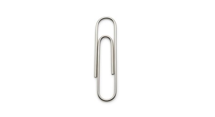 Obraz premium Close-up studio shot of a shiny silver metal paperclip on a crisp white backdrop