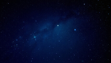 Dark blue night sky with bright stars and nebula © Sadiya Digital