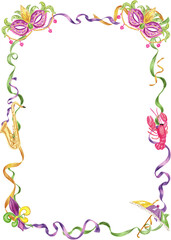 Mardi Gras Ribbon Frame,Mardi Gras border © TheHappyGiftArt