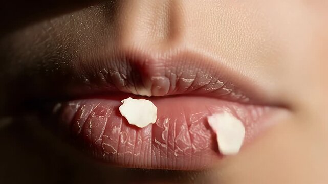 lips closeup portrait with soft lighting and natural skin texture
