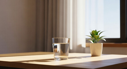 glass of water on a table