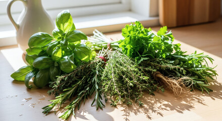 bunch of fresh herbs