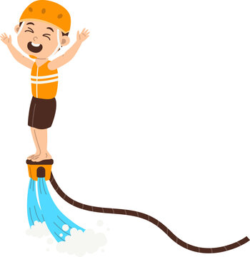 Water sport activity man flyboard rider with hydroflighting