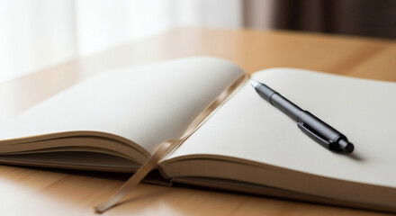 notebook and pen on table