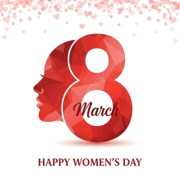 Happy women's day celebration with red silhouette and number eight