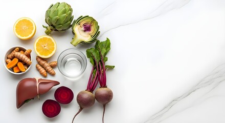 Healthy natural ingredients supporting liver detox and anatomical health