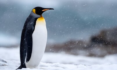 Obraz premium King Penguin in the open abyss of antarctica