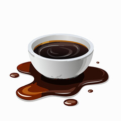 Spilled soy sauce, isolated on white background