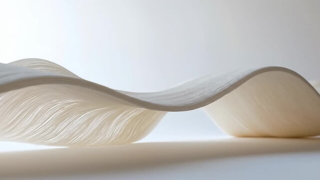 Abstract wavy paper sculpture with delicate texture and soft, diffused lighting.