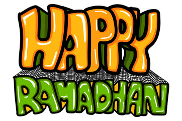 Graffiti with the text "Happy Ramadhan" for Muslim Ramadan events