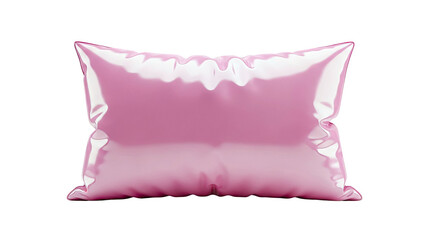 Shiny Pink Pillow on White Background