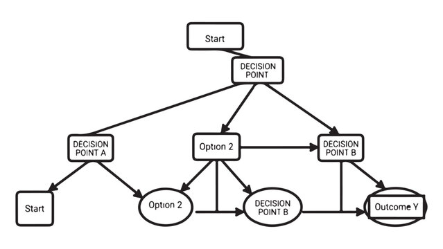 Decision Tree Diagram with Rectangles and Ovals