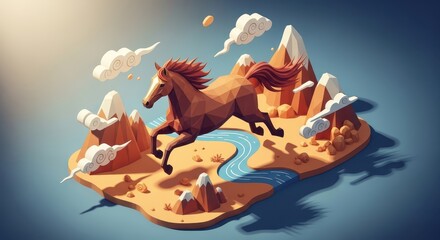 Isometric Horse Landscape
