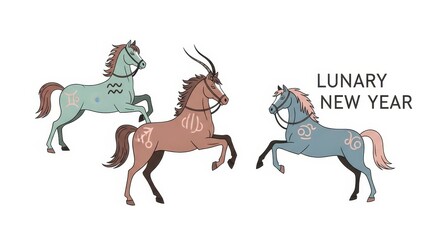 Lunar New Year Horse Set