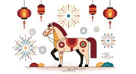 Horse Lantern Festival Illustration
