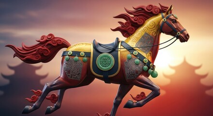 Majestic Horse Sunset Art