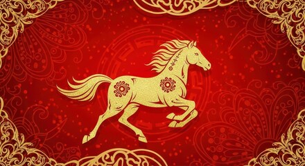 Red Horse New Year Banner
