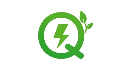 Green logo with lightning bolt and leaves on white background
