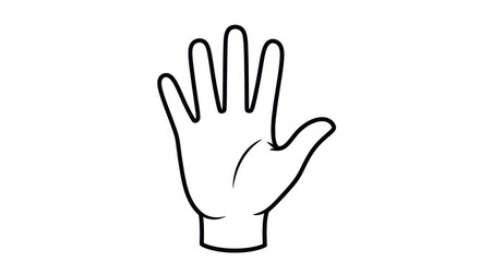 Obraz premium Open Hand Outline, Five Fingers Up, Vector Illustration