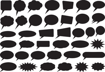Fototapeta premium Various black speech bubbles and conversation icons on white background