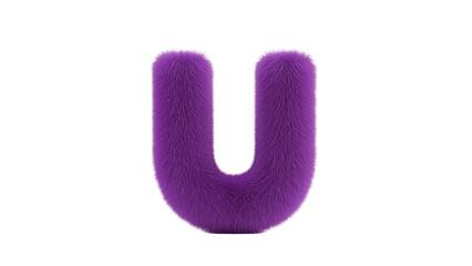 A fluffy, purple letter "U" floats against a stark black backdrop. It's a whimsical, textured design with soft, playful aesthetic