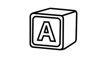Single Black and White Letter A Block Icon